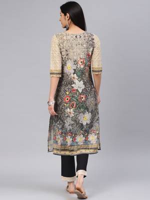 Beige floral print cotton salwar 3
