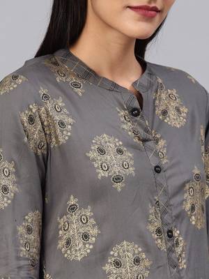 Grey floral print rayon salwar 2
