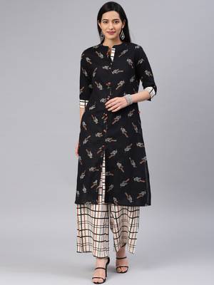 Black floral print cotton salwar 1
