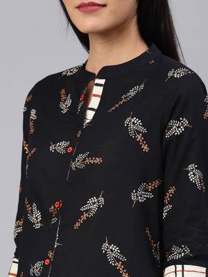 Black floral print cotton salwar 2