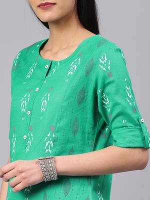 Green floral print cotton salwar 2