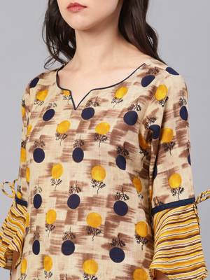 Beige floral print cotton salwar 2