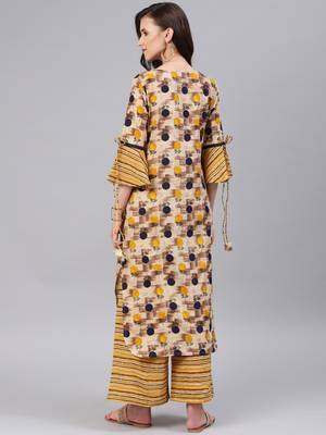 Beige floral print cotton salwar 3