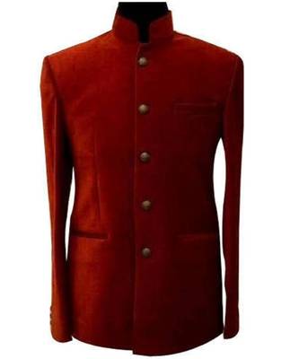 red Jodhpuri Velvet Coat 1