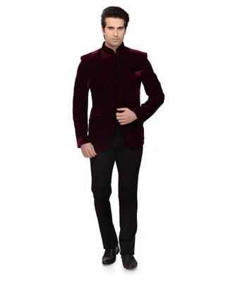maroon Jodhpuri Velvet Coat 1