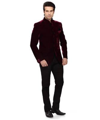 maroon Jodhpuri Velvet Coat 3