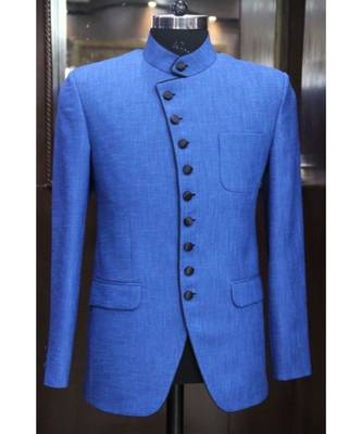 blue Jodhpuri Terry Wool Coat 1