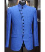 blue Jodhpuri Terry Wool Coat