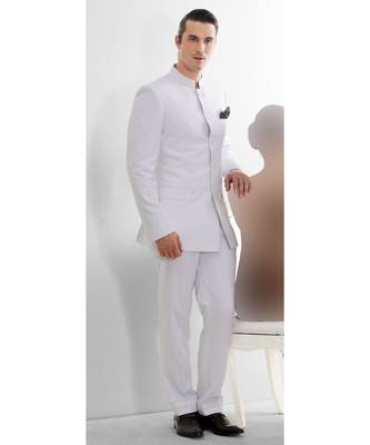 white Jodhpuri Terry Wool Suit 1