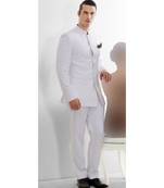 white Jodhpuri Terry Wool Suit