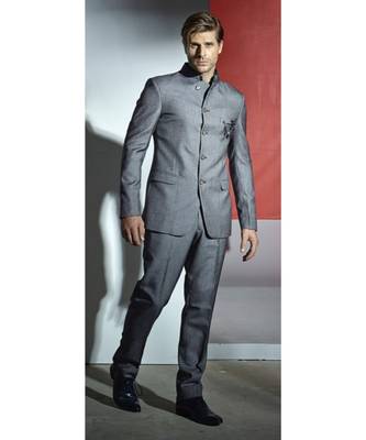 grey Jodhpuri Terry Wool Suit 1