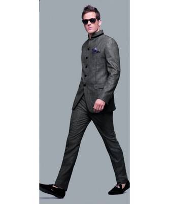 grey Jodhpuri Terry Wool Suit 1