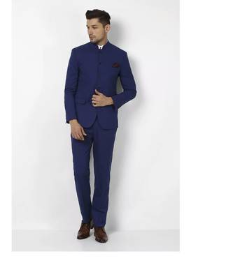 blue Jodhpuri Terry Wool Suit 1
