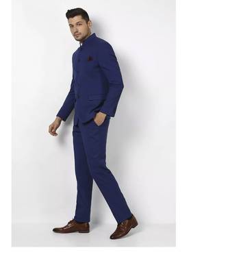 blue Jodhpuri Terry Wool Suit 1