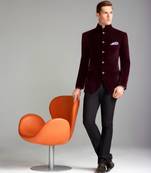 maroon Jodhpuri Velvet Suit