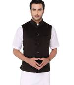 black Modi Jacket Terry Wool Fabric Latest Design