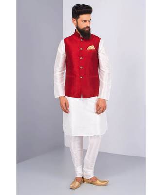 red Modi Jacket Terry Wool Fabric Latest Design 1