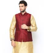 maroon Modi Jacket Terry Wool Fabric Latest Design