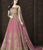 Light Pink Butterfly Net Heavy Embroidery And Diamonds Designer Suit