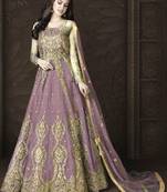 Light Purple Butterfly Net Heavy Embroidery And Diamonds Designer Suit 