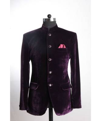 purple Jodhpuri Velvet Coat 1