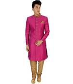 pink Men's Sherwani in Silk Fabric