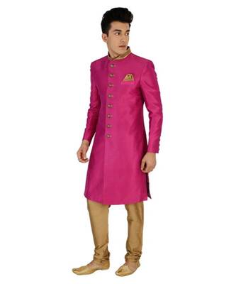 pink Men's Sherwani in Silk Fabric 2