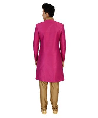 pink Men's Sherwani in Silk Fabric 4
