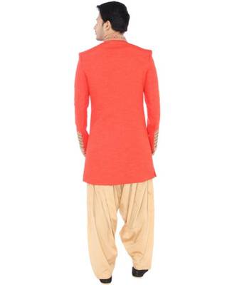 orange Men's Sherwani in Silk Fabric 2