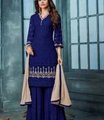 Black Heavy Faux Georgette With Embroidery Palazo Suit