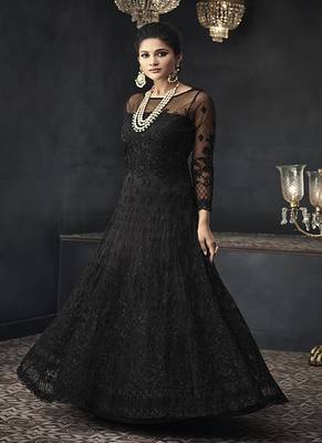 Black embroidered net salwar 1