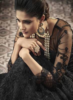 Black embroidered net salwar 2