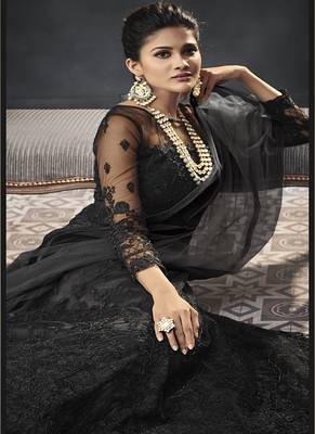 Black embroidered net salwar 3
