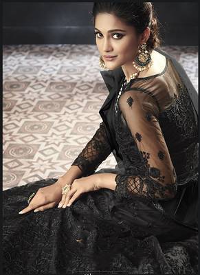 Black embroidered net salwar 4