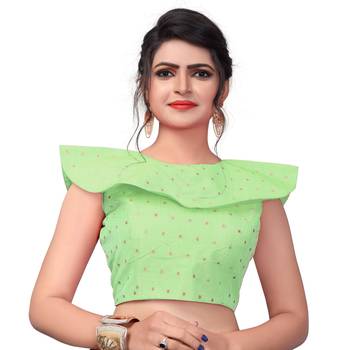 Light_Green Women'S Embroiderey Malbari Silk Blouse 1