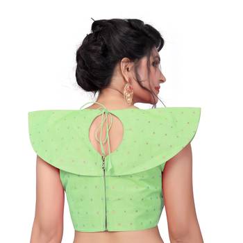 Light_Green Women'S Embroiderey Malbari Silk Blouse 2
