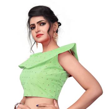 Light_Green Women'S Embroiderey Malbari Silk Blouse 4