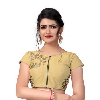 Beige Designer Embroiderey Malbari Silk Extra Sleeve With Blouse 1