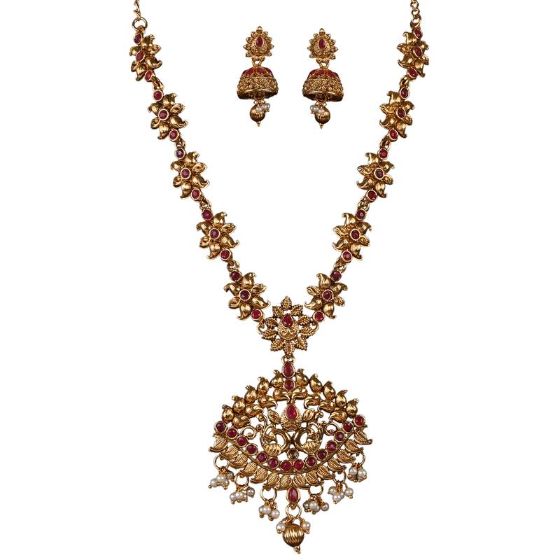 Peacock Shaped Engraved Designer Necklace