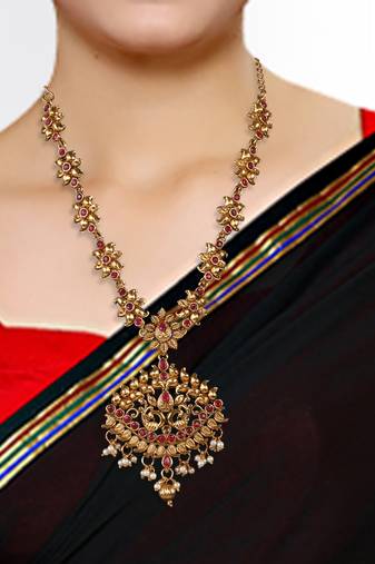 Peacock Shaped Engraved Designer Necklace