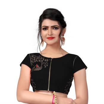Black Designer Embroiderey Malbari Silk Extra Sleeve With Blouse 1