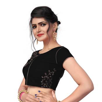 Black Designer Embroiderey Malbari Silk Extra Sleeve With Blouse 4