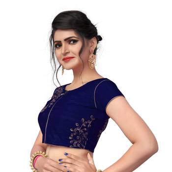 Blue Designer Embroiderey  Malbari Silk Extra Sleeve With Blouse 4