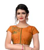 Orange Designer Embroiderey Malbari Silk Extra Sleeve With Blouse