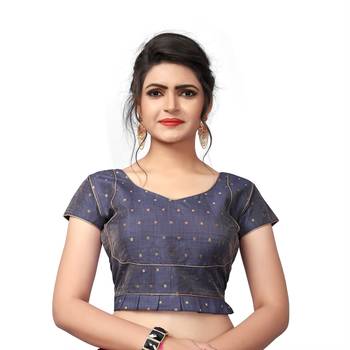 Grey Designer Malbari Silk Extra Sleeve With Blouse 1