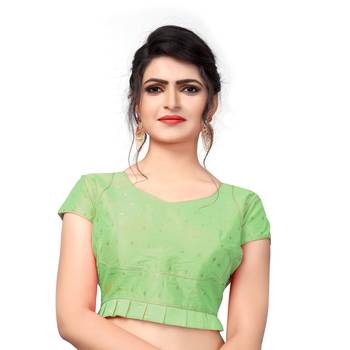 Light Green Designer  Malbari Silk Extra Sleeve With Blouse 1