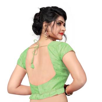 Light Green Designer  Malbari Silk Extra Sleeve With Blouse 2