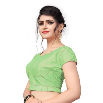 Light Green Designer  Malbari Silk Extra Sleeve With Blouse 4
