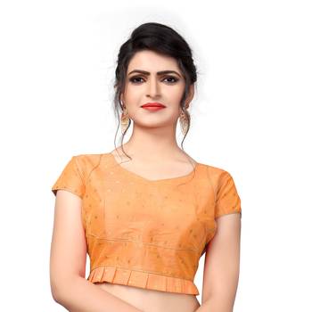Light Orange Designer  Malbari Silk Extra Sleeve With Blouse 1