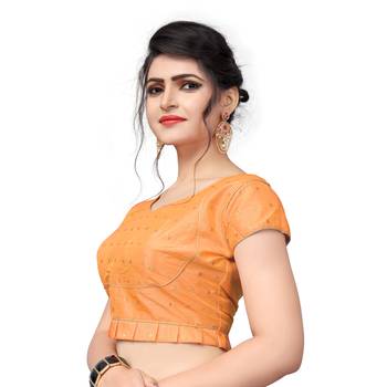 Light Orange Designer  Malbari Silk Extra Sleeve With Blouse 4